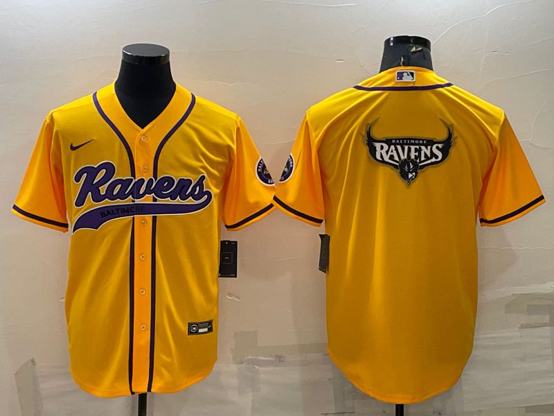 Men Baltimore Ravens Blank Yellow 2022 Nike Co branded NFL Jerseys->baltimore ravens->NFL Jersey